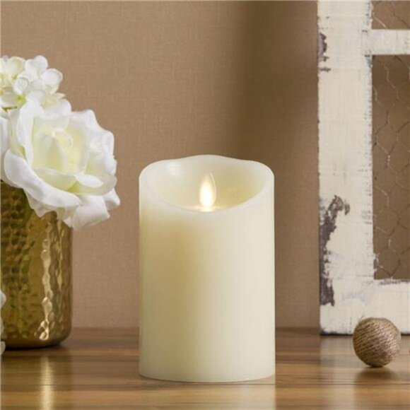 New Flameless LED Battery Operated Ivory Pillar Candle, Flickering - Picture 1 of 7